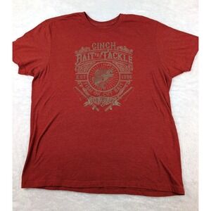 Cinch Jeans T Shirt Men's L Red Short Sleeve Fish or Cut Bait Graphic Logo